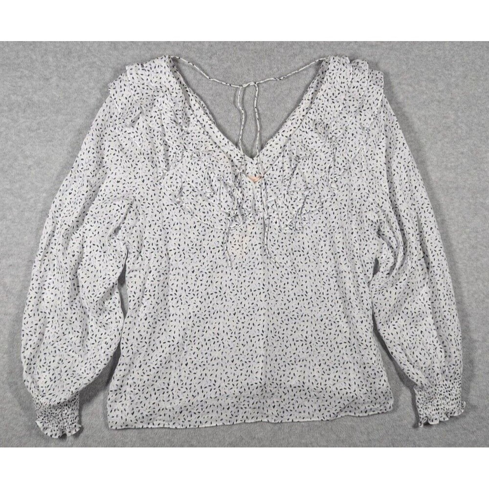 Anthropologie Hutch Women Top XL NWT Gauze‎ Peasant Ruffle Vneck Blouse Popover